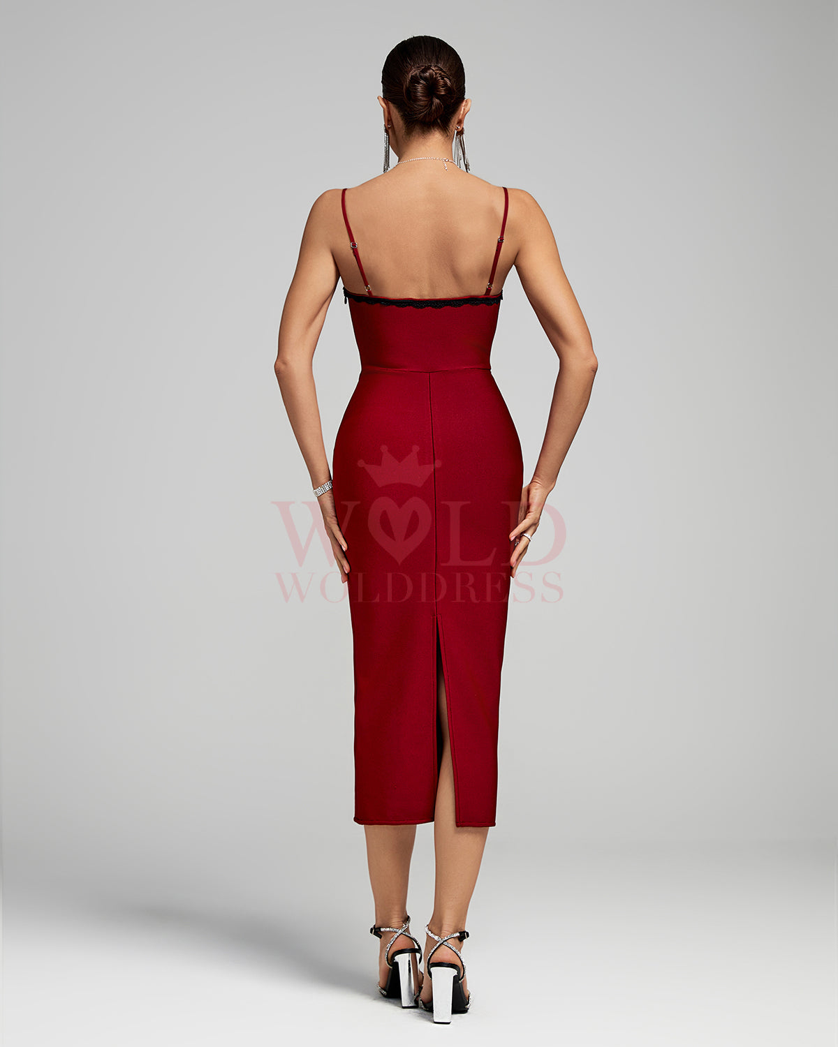 Lace Trim Corset Midi Bandage Dress