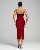 Lace Trim Corset Midi Bandage Dress