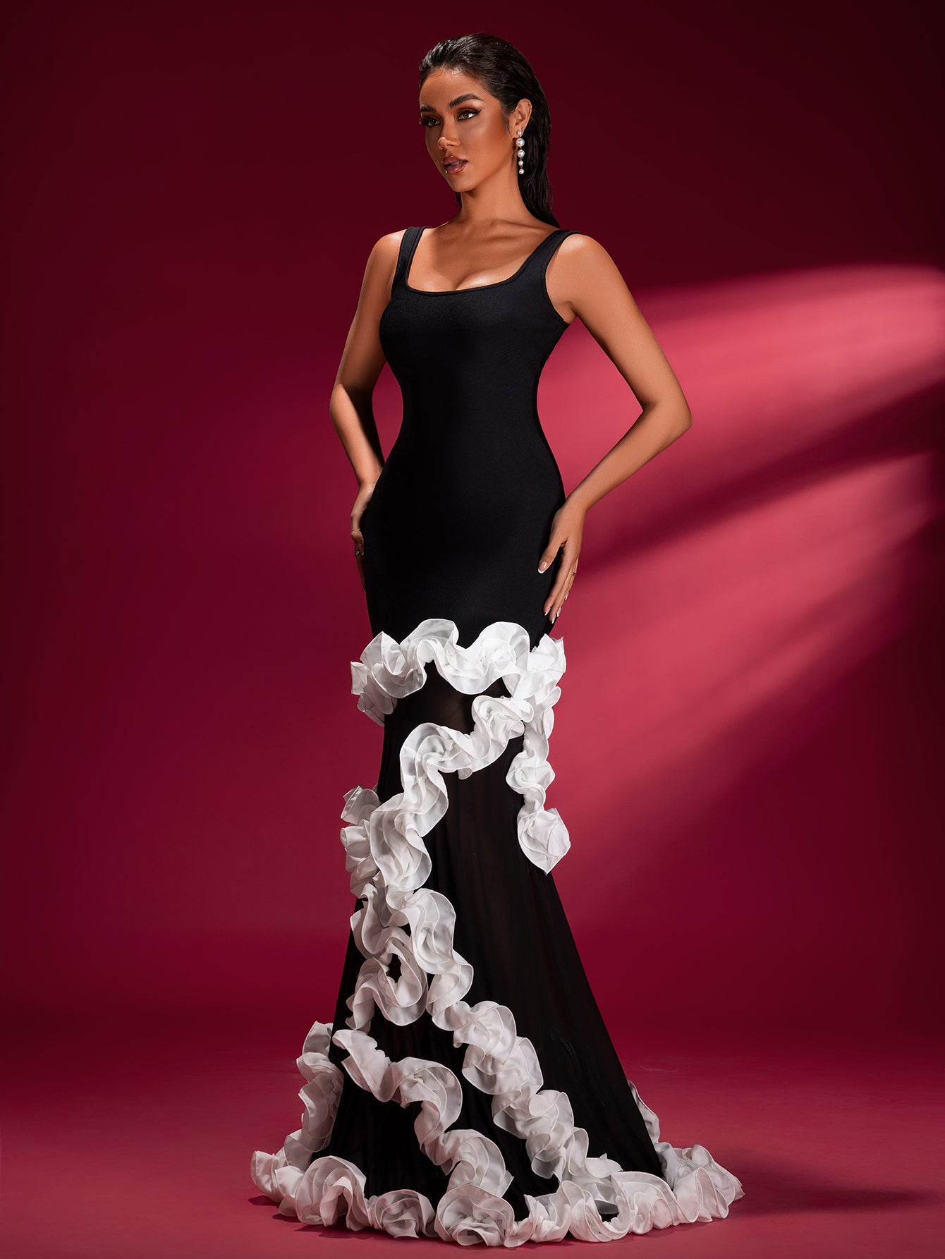 White Wisteria Bandage Maxi Dress