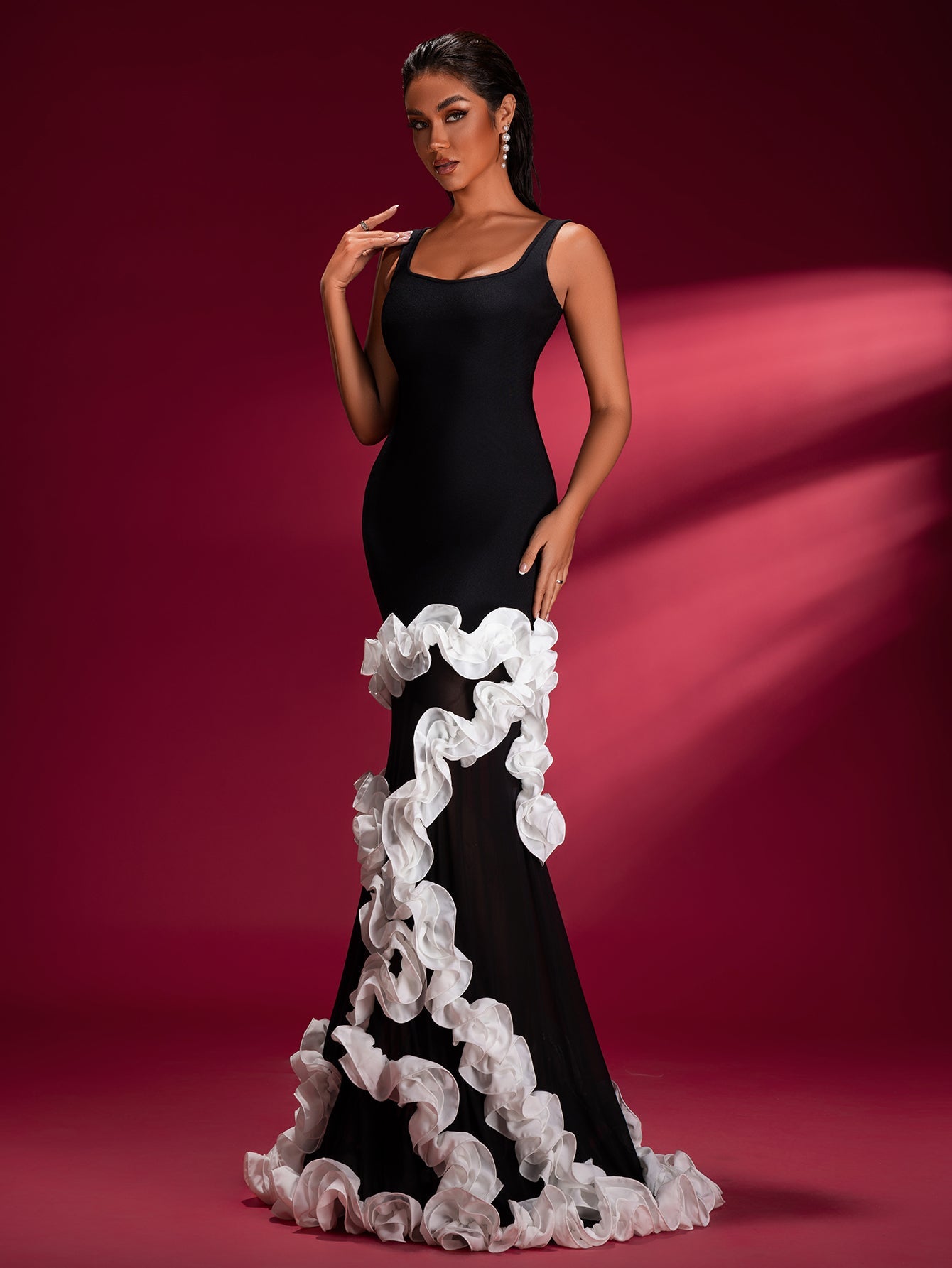 White Wisteria Bandage Maxi Dress