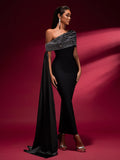 Slanted Shoulder Chain Bandage Dress