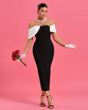 Sutton Asymmetrical Bandage Midi Dress