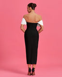 Sutton Asymmetrical Bandage Midi Dress