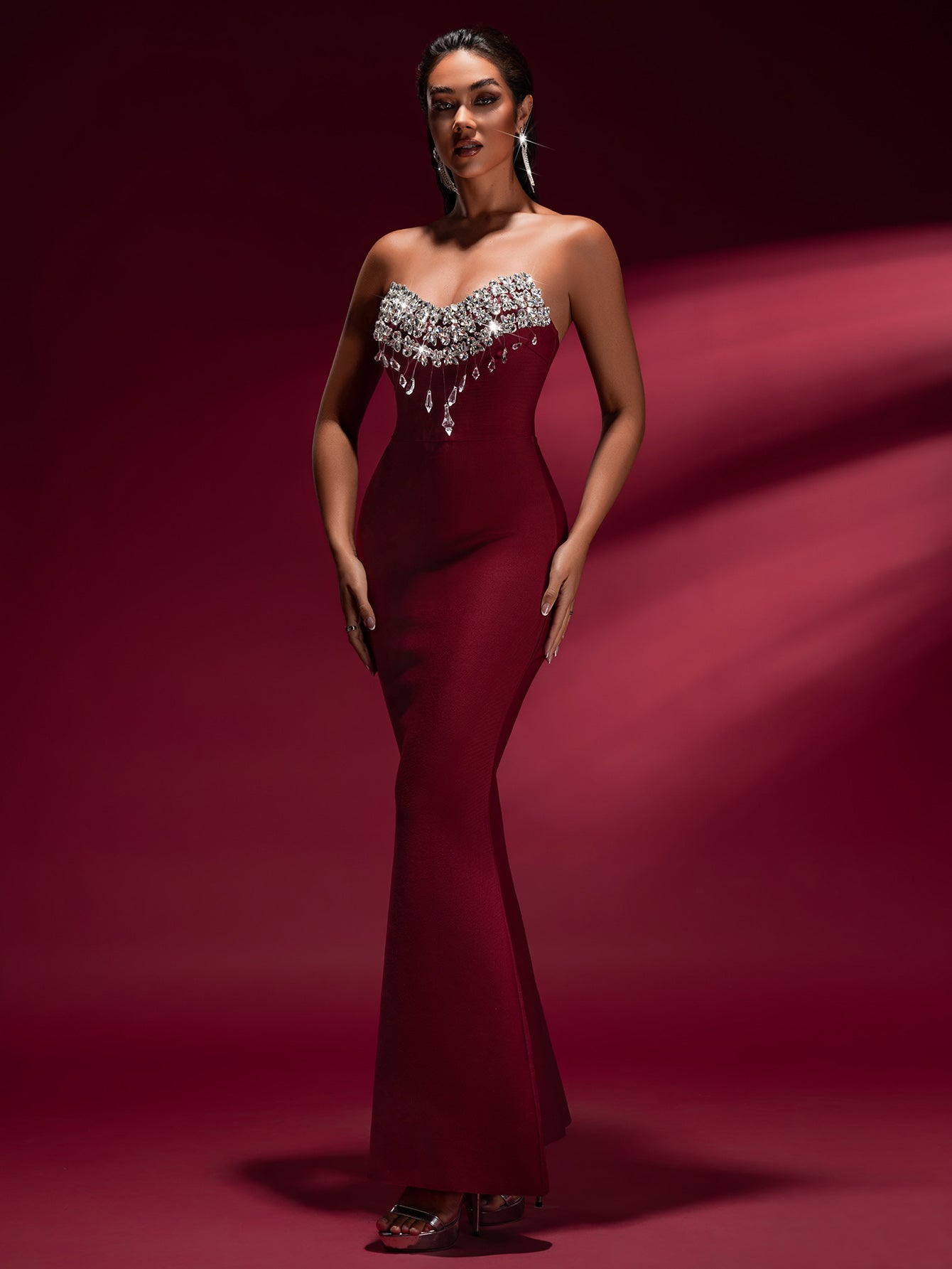 Crystal Applique Bandage Mermaid Gown