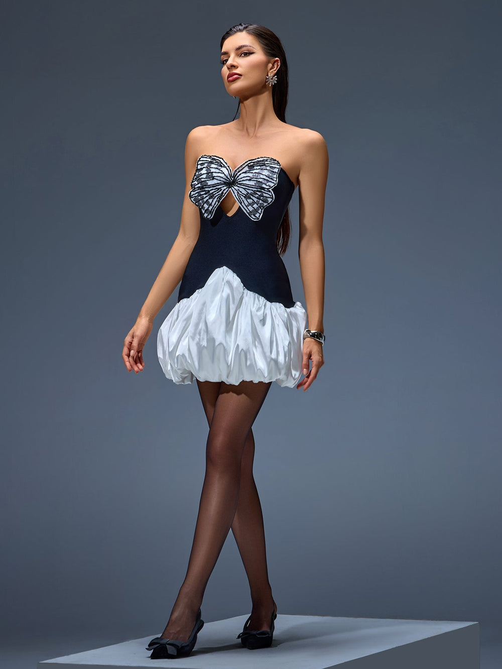 Black White Bandage Dress OW25062