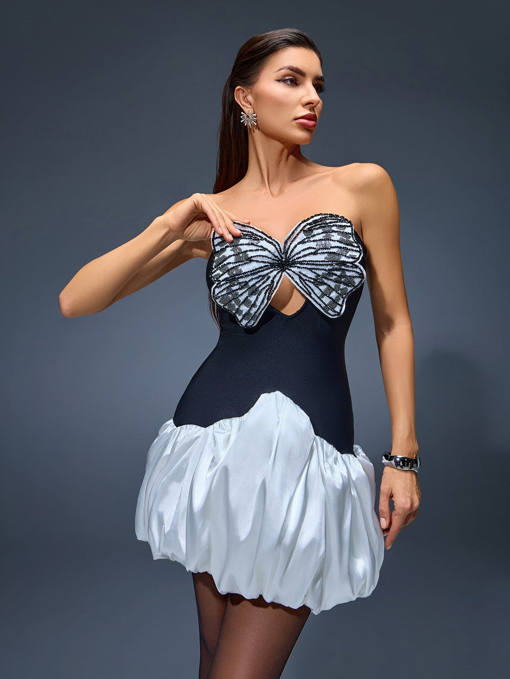 Black White Bandage Dress OW25062