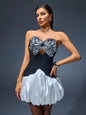 Butterfly Embroidered Cutout Mini Bubble Dress