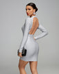 Silver Shiny Bandage Mini Backless Dress