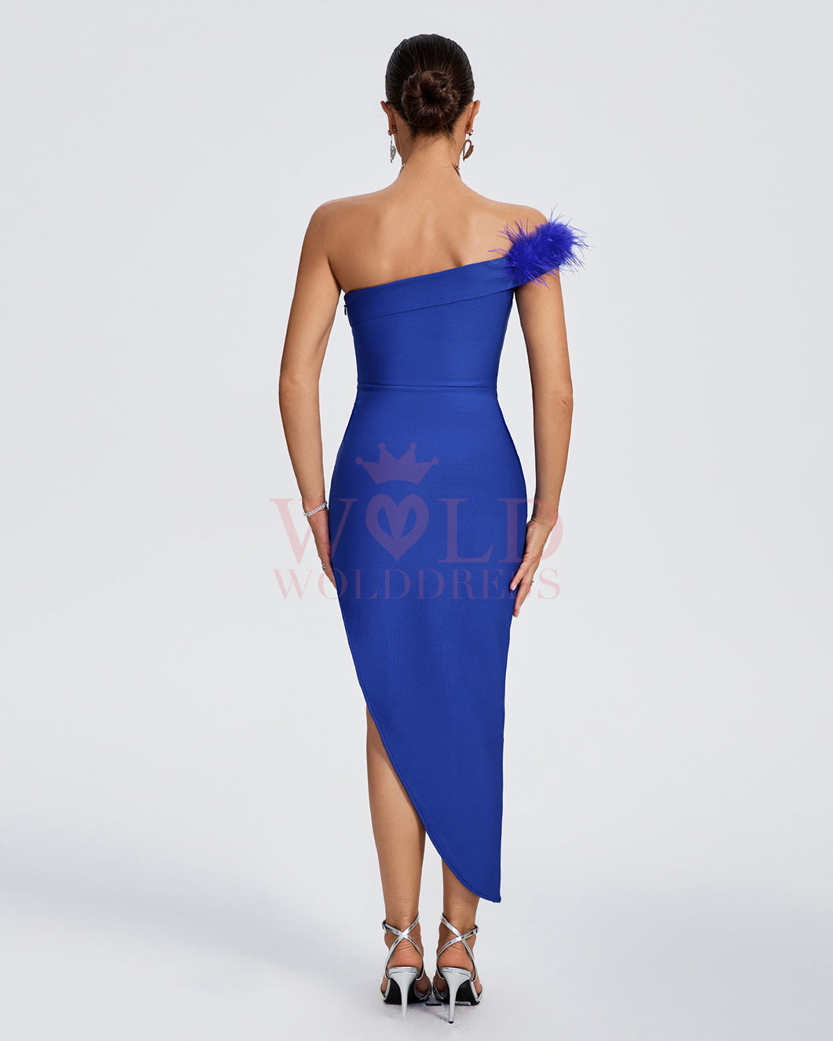Off Shoulder Feather Trim Bandage Dress