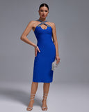 Rhinestone Criss Cross Front Bandage Dress