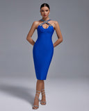 Rhinestone Criss Cross Front Bandage Dress