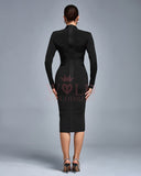 Classic Cross Ribbed Bandage Midi Dress