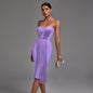 Strapless Sleeveless Tassels Midi Bandage Dress