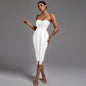Strapless Sleeveless Tassels Midi Bandage Dress