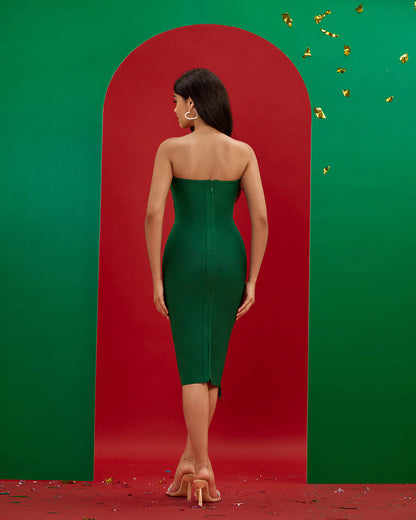 Strapless Tassels Midi Bandage Dress