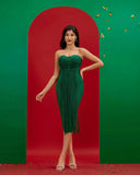 Strapless Tassels Midi Bandage Dress