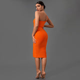 One Shoulder Sleeveless Asymmetrical Midi Bandage Dress