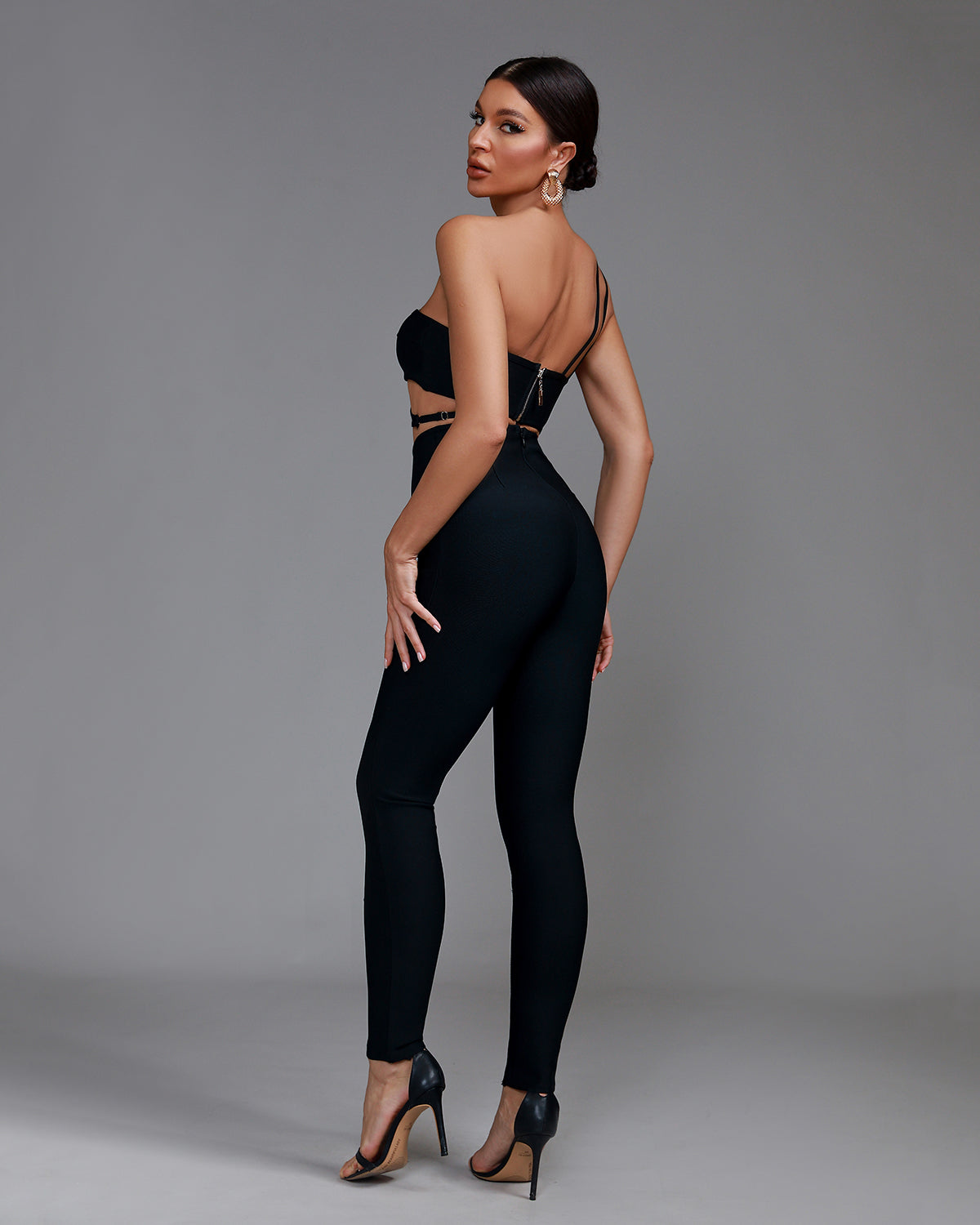 One Shoulder Sleeveless Cut Out Bandage Set