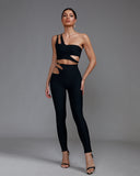 One Shoulder Sleeveless Cut Out Bandage Set