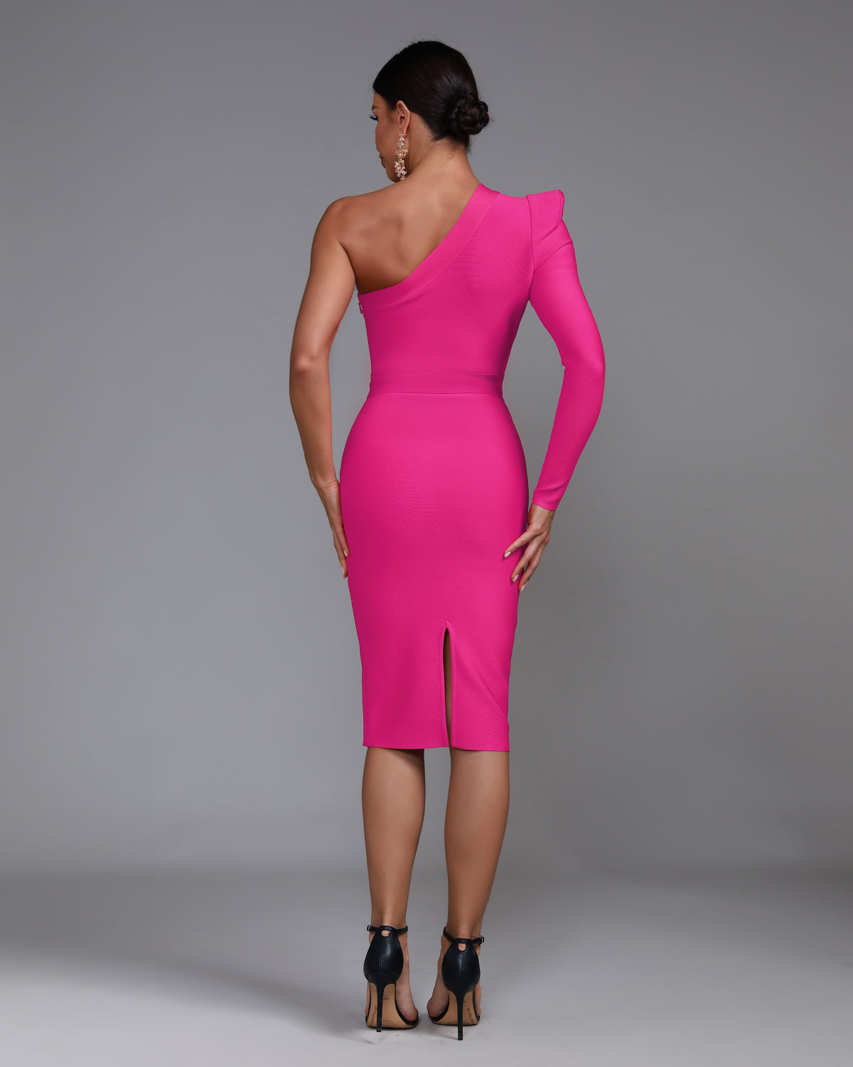 One Shoulder Waist Tight Belt Bandage Dress
