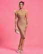 Chiffon Ruched Neck Midi Bandage Dress