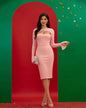 Pink Cutout Bandage Midi Dress