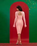Pink Cutout Bandage Midi Dress