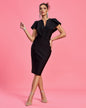 Angel-sleeve Ruffled Midi Bandage Dress