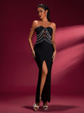 Pearl Chain Strap Cutout Bandage Dress