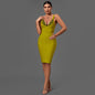 Mustard Strappy Midi Bandage Dress