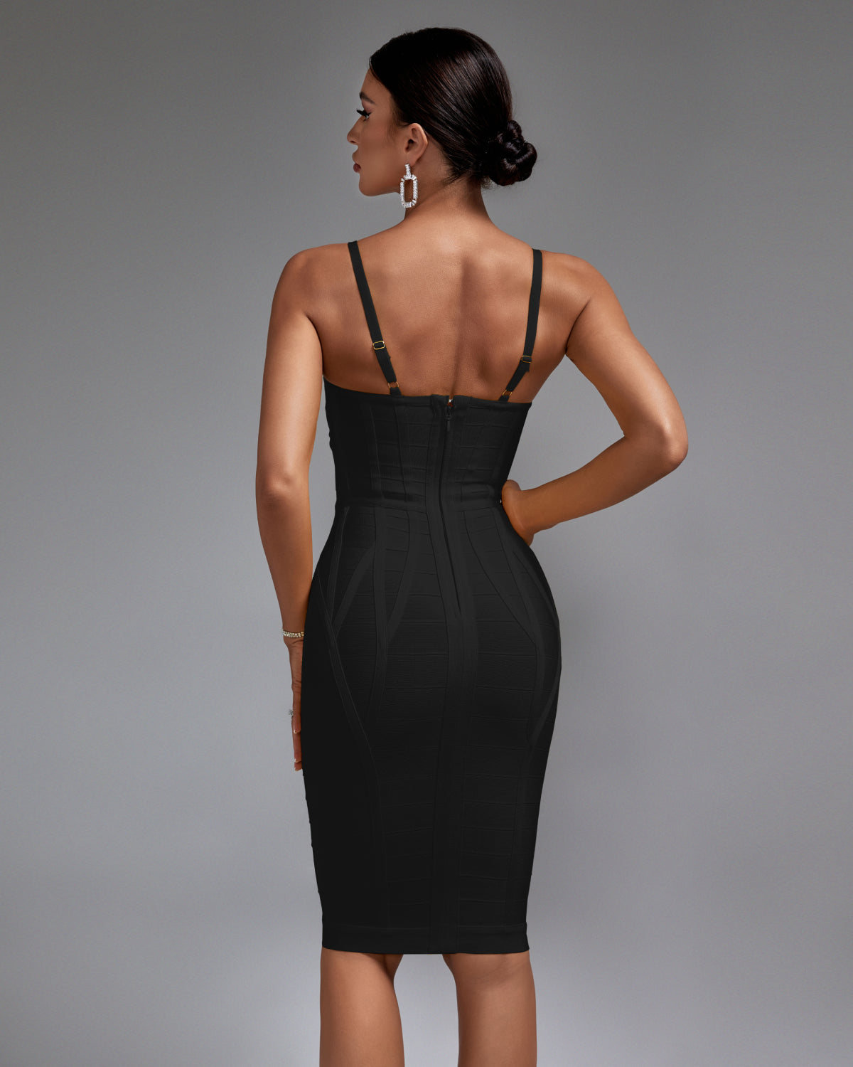 Strappy Stripe Backless Bandage Dress