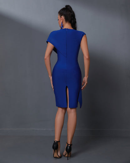 Crewneck Ruffle Draped Bandage Dress