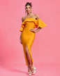 Elegant Off Shoulder Slit Bandage Dress