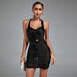 Halter Tassels Mini Backless Bandage Dress