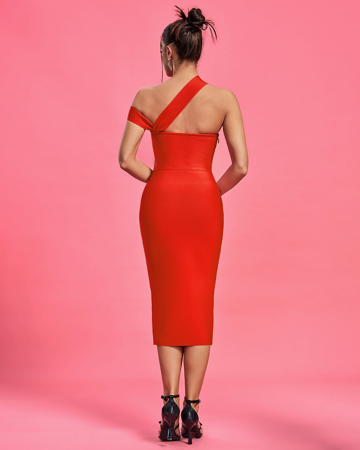 Asymmetric Cut Out Midi Bandage Dress