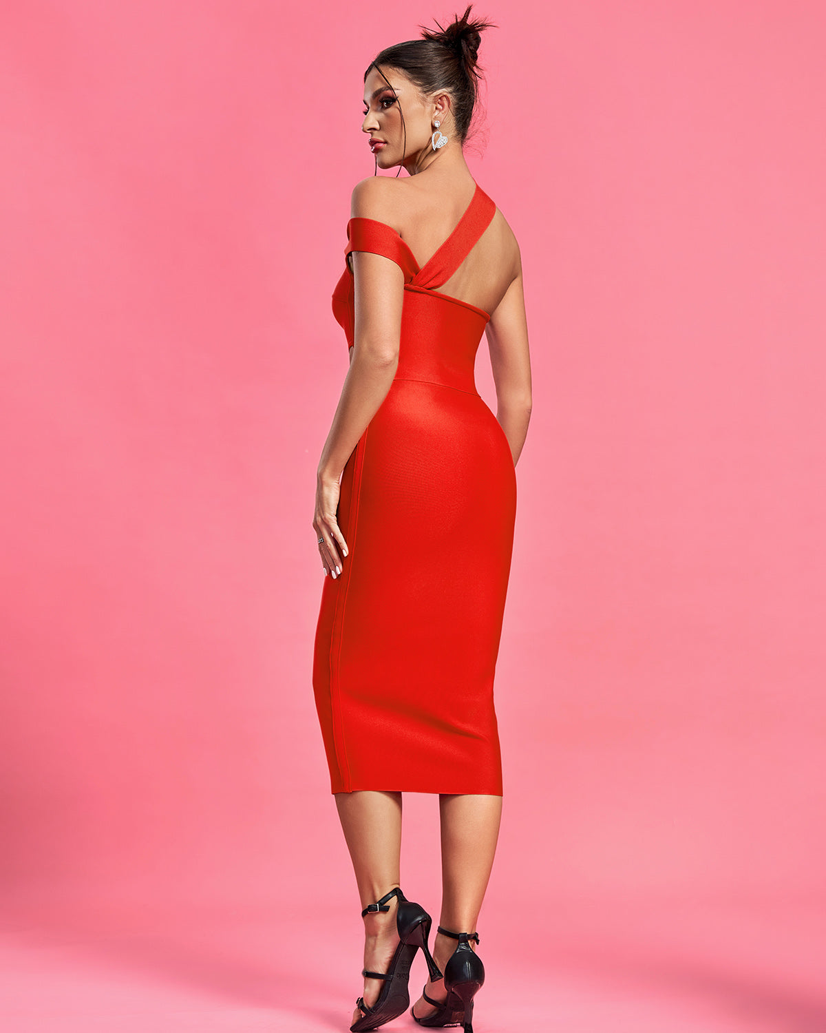 Asymmetric Cut Out Midi Bandage Dress