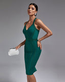 Halter Sleeveless Striped Bandage Dress