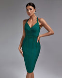 Halter Sleeveless Striped Bandage Dress