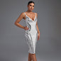 Strappy Striped Sequins Bandage Dress