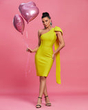 Bowknot Asymmetrical Sleeveless Bandage Dress