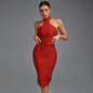 High Neck Sleeveless Cut Out With Belt Bandage Dress