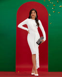 Round Neck Draped Frill Bandage Dress