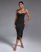 Strappy Drill Chain Midi Bandage Dress