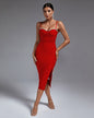 Strappy Drill Chain Midi Bandage Dress