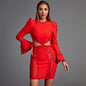 Round Neck Long Sleeve Cut Out Mini Bandage Dress