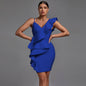 V Neck Sleeveless Frill Mini Bandage Dress
