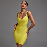 Strappy Sleeveless Plain Mini Bandage Dress