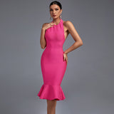 Halter Sleeveless Fishtail Midi Bandage Dress