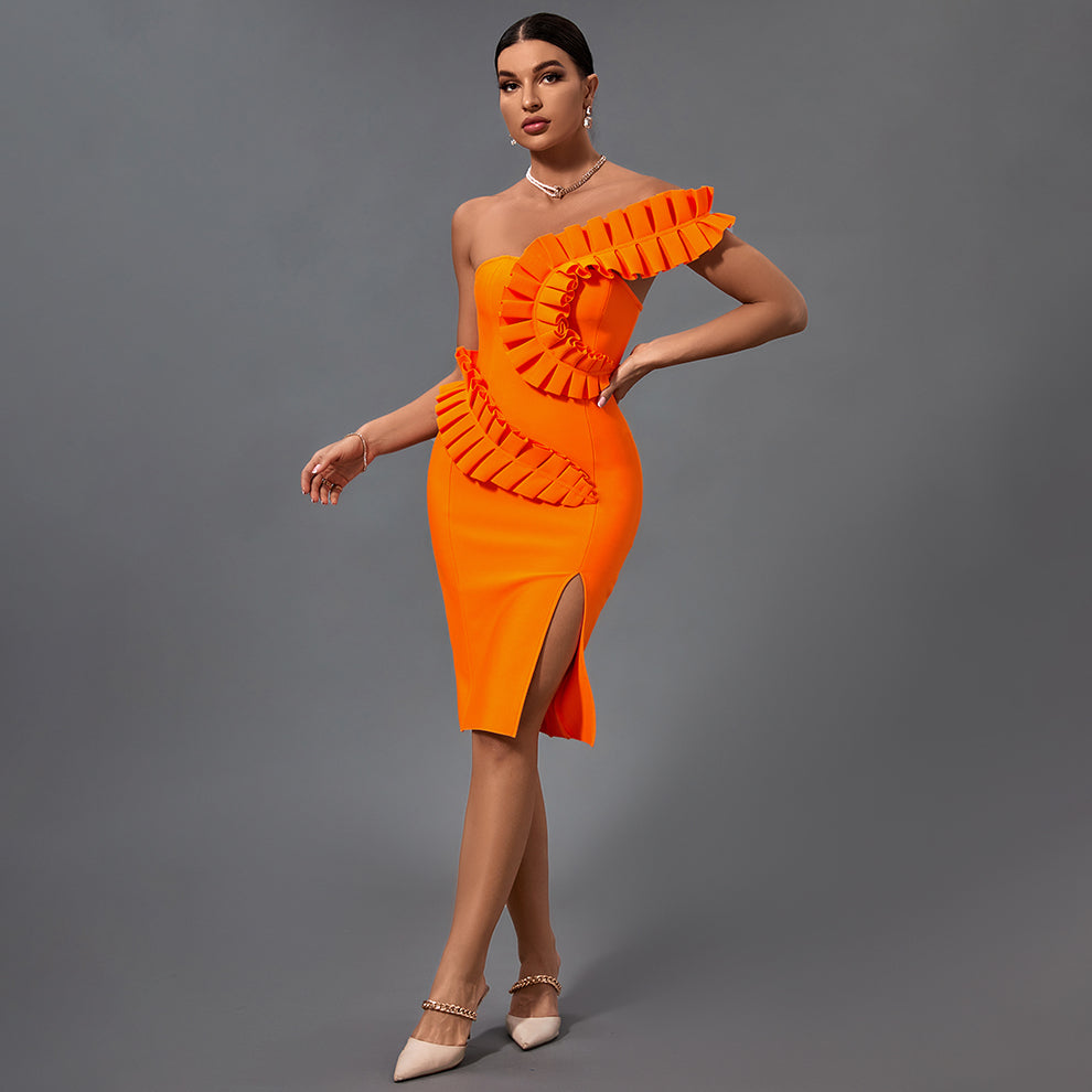 One Shoulder Embellished Bandage Dress