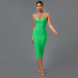 Strappy Sleeveless Plain Midi Bandage Dress